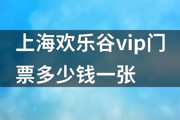 上海欢乐谷vip门票多少钱一张